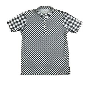 Titleist Youth Large Navy Blue White Checkered Short Sleeve Golf Polo Shirt L